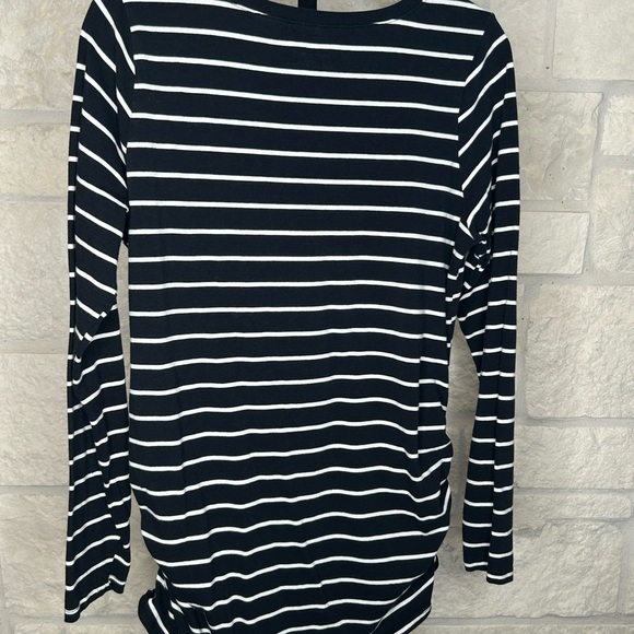 Bumpstart Maternity Black and White Striped Long Sleeve Top - Picture 6 of 7